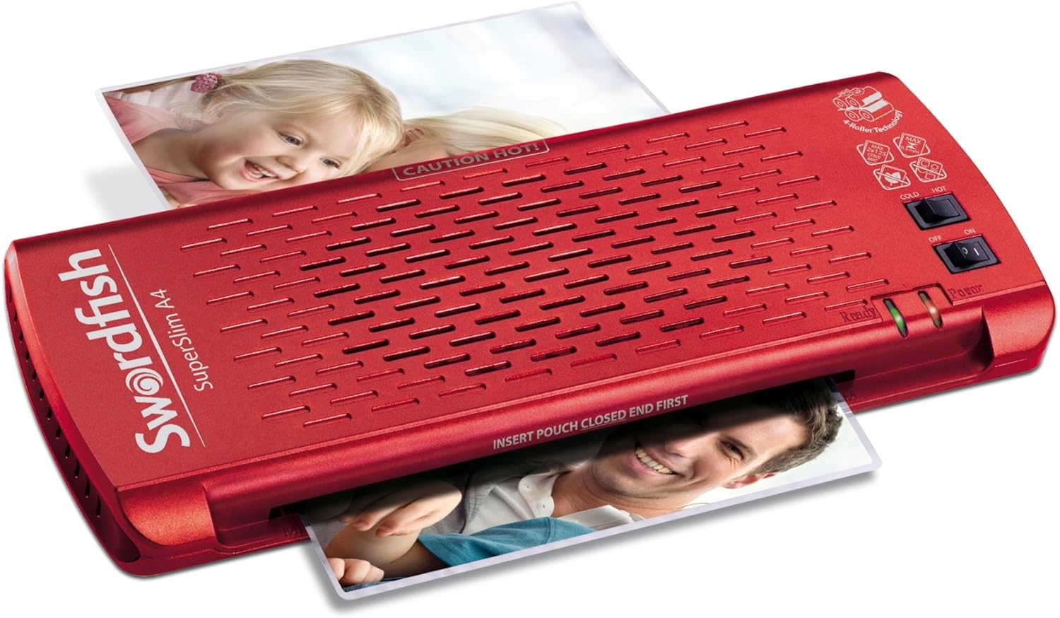 Swordfish Super Slim A4 Paper/Document Laminator with 4 Rollers - Red Ref: 40186