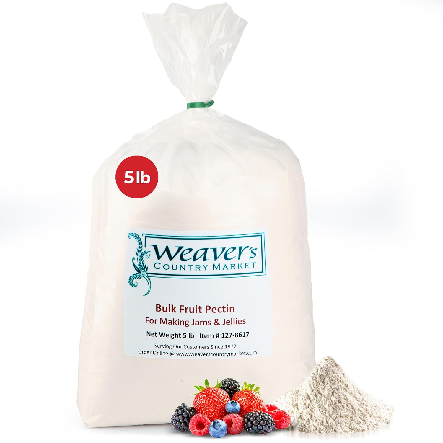 Weaver's Country Market Bulk Fruit Pectin Powder for Jam and Jellies - Made in USA Pectin for Canning Jelly, Cost Effective Pectin for Canning Jam (5 Lb. Plastic Bag)