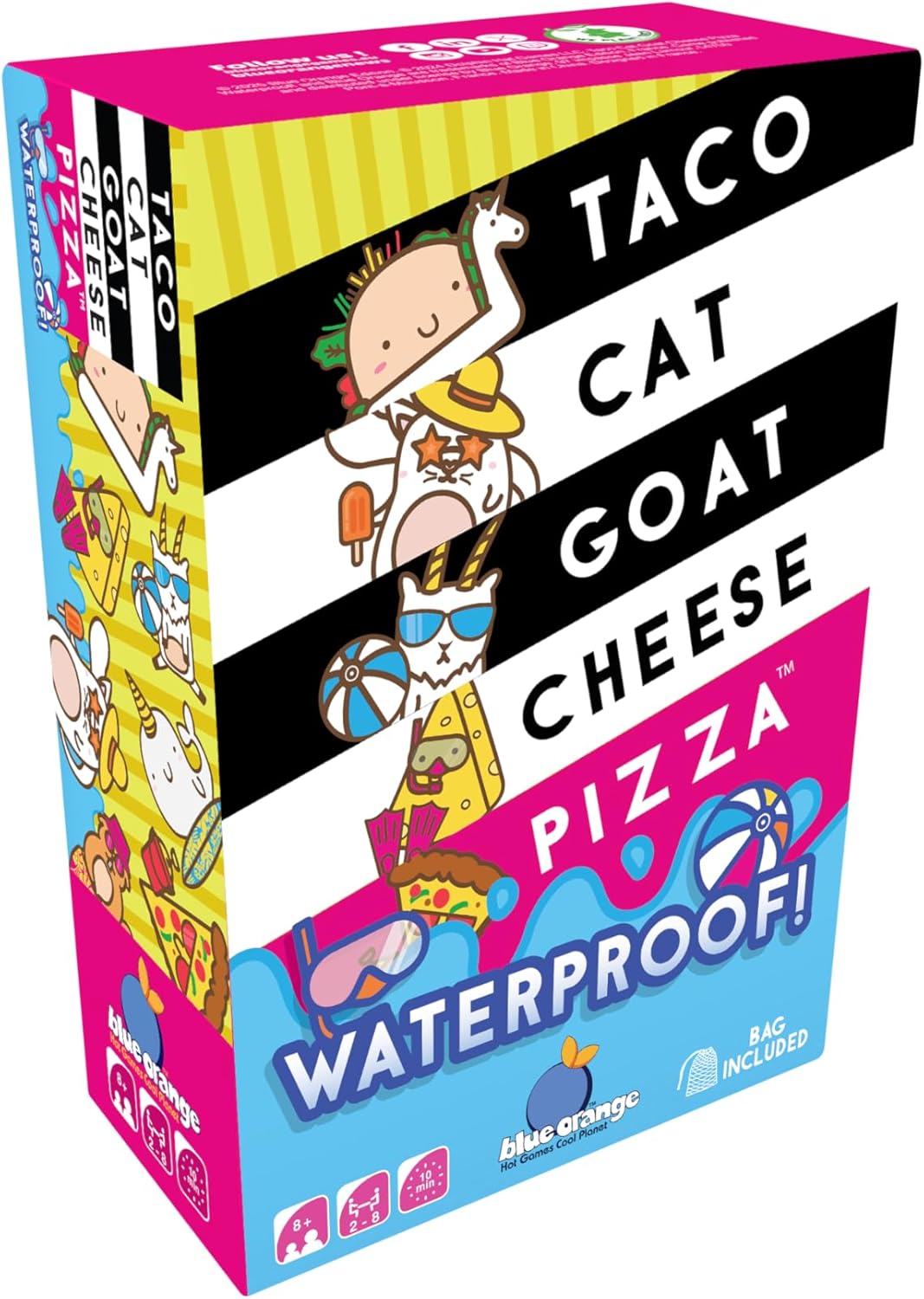 Blue Orange | Taco Cat Goat Cheese Pizza Waterproof | Family Card Game | Ages 8+ | 2-8 Players | 10+ Minutes Playing Time