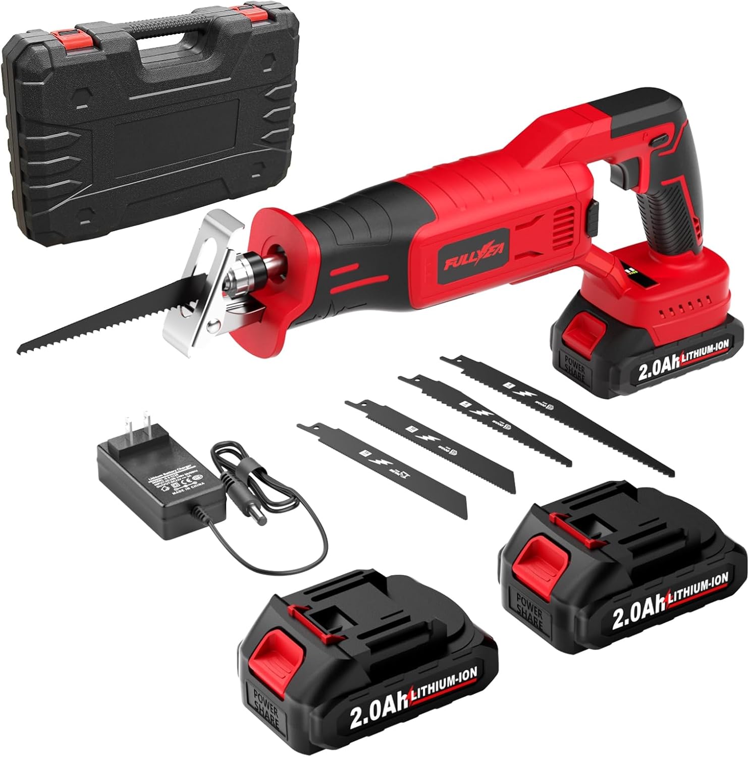 Reciprocating Saw Cordless, Brushless Recipro Saw 0-3500 SPM, Cordless Saws with 2 * 2.0Ah Battery & 4 Blades, Battery Powered Reciprocating Saws for Wood/Metal/Plastic Cutting