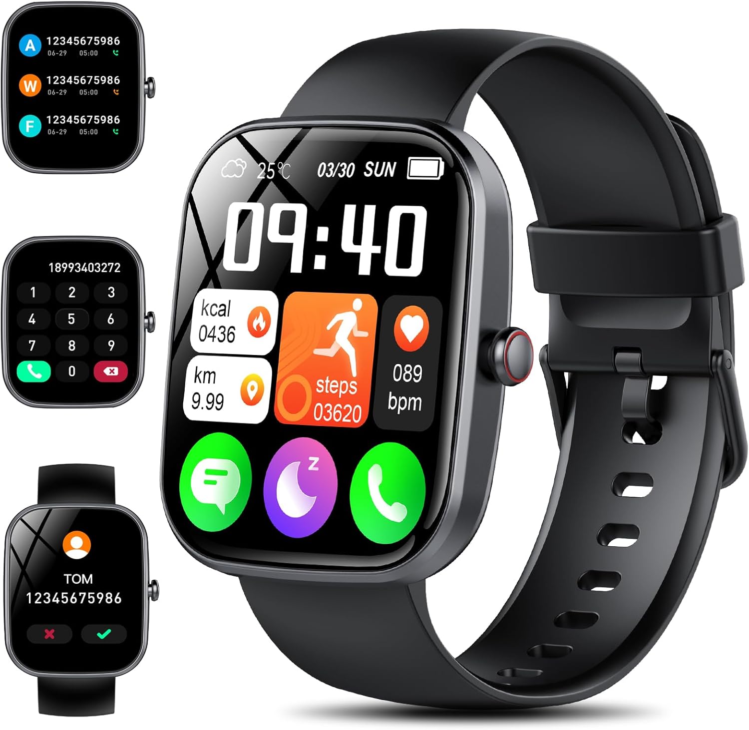 Smart Watch for Men/Women with Call/Text Reminder, 1.91" HD Touch Screen Fitness Watch with 113+ Sport Mode, Activity Tracker Heart Rate/Sleep/Spo2/Steps/Calories Monitor, Smartwatch for Android iOS