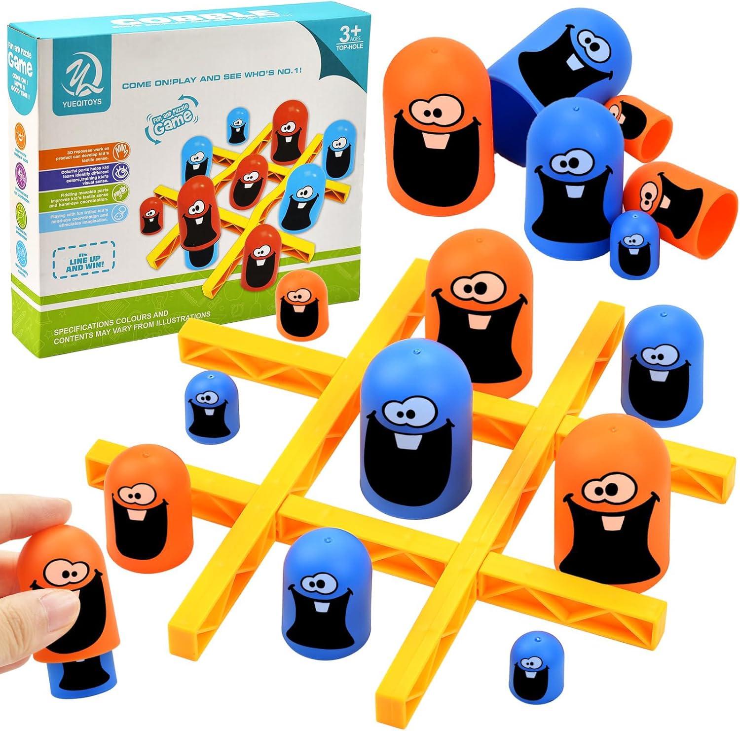 Pipihome Tic Tac Toe, Big Eat Small Tic Tacs Toe Family Games, Gobblet Gobblers Board Game Travel Games, Toys Gifts for 3+ Year Old Boys Girls