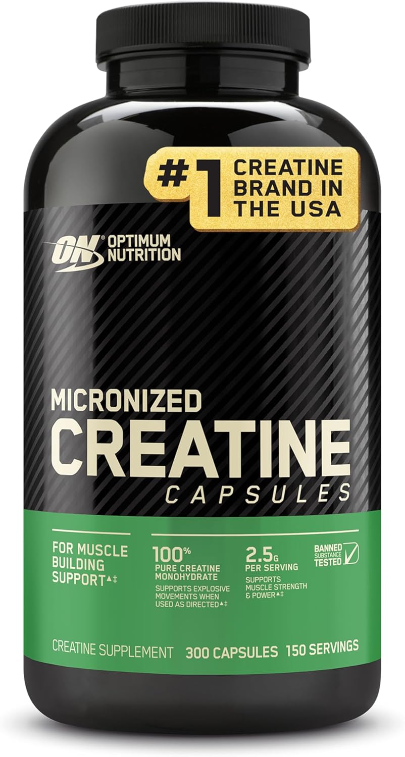 Optimum Nutrition Micronized Creatine Monohydrate Capsules, Keto Friendly, 2500mg, 300 Capsules (Packaging May Vary)