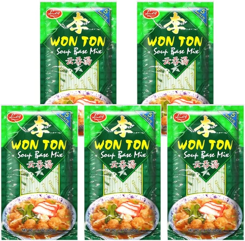 LEE Won Ton Soup Base Mix Chinese Noodle Soup Broth 45g (5 Packs, 25 Sachets)