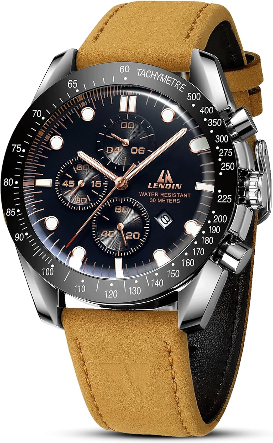 LN LENQIN Mens Watches Leather Watch Analog Quartz Watches for Men 30M Waterproof Men's Wrist Watches Luminous Luxury Fashion Business Casual Watches with Date
