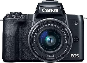 Canon EOS M50 Mirrorless Vlogging Camera Kit with EF-M 15-45mm Lens, Black