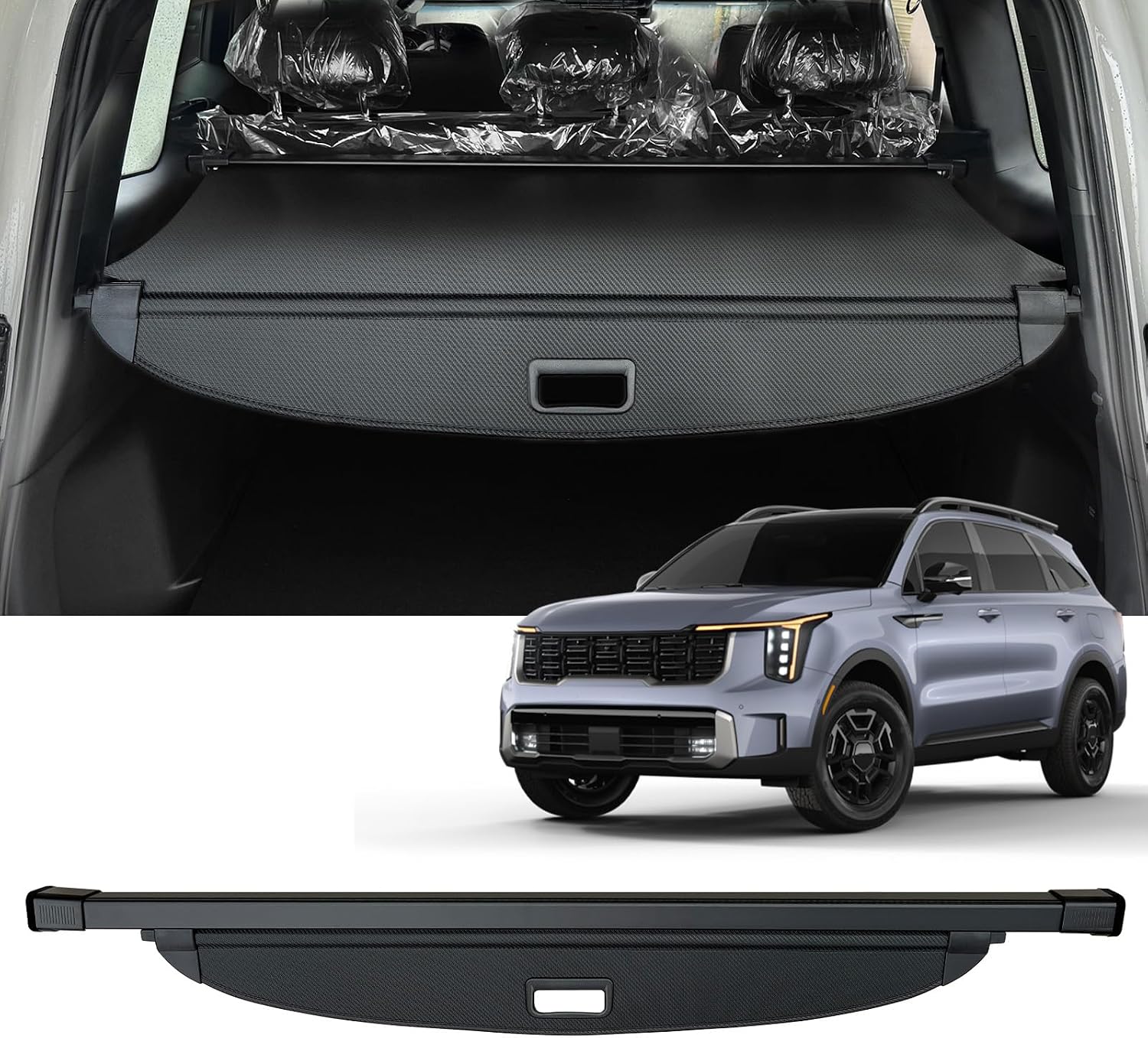 AUXKO Retractable Cargo Cover for Kia Sorento 2026-2021, Carbon Fiber