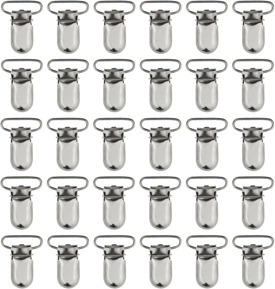 25pcs 1" Pacifier Suspender Clips, Marrywindix Pacifier Clips for Making Pacifier Holders Bib Clips Toy Holder Silver
