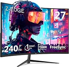 Z-Edge 27-inch Curved Gaming Monitor 16:9 1920x1080 240Hz 1ms Frameless LED Gaming Monitor, UG27P AMD Freesync Premium Display Port HDMI