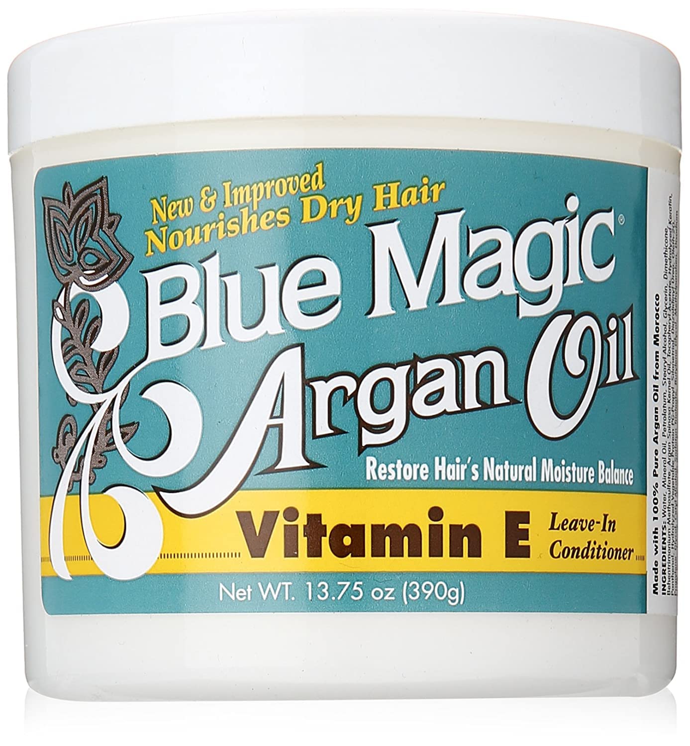 BLUE MAGIC Argan Oil & Vitamin-e Leave-in Conditioner 13.75 Oz, Blue (BLMARG)