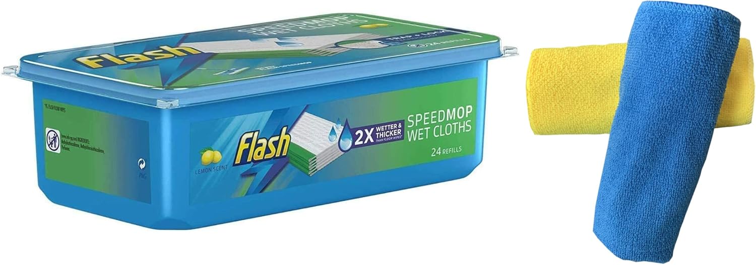 Generic Replacement for Flash | 24 Pack Flash Speed mop Hygiene Mop Refill Wet Cloths Refills Lemon Speed Simple | 5 Mopping Tips Recommended by ST&JJ