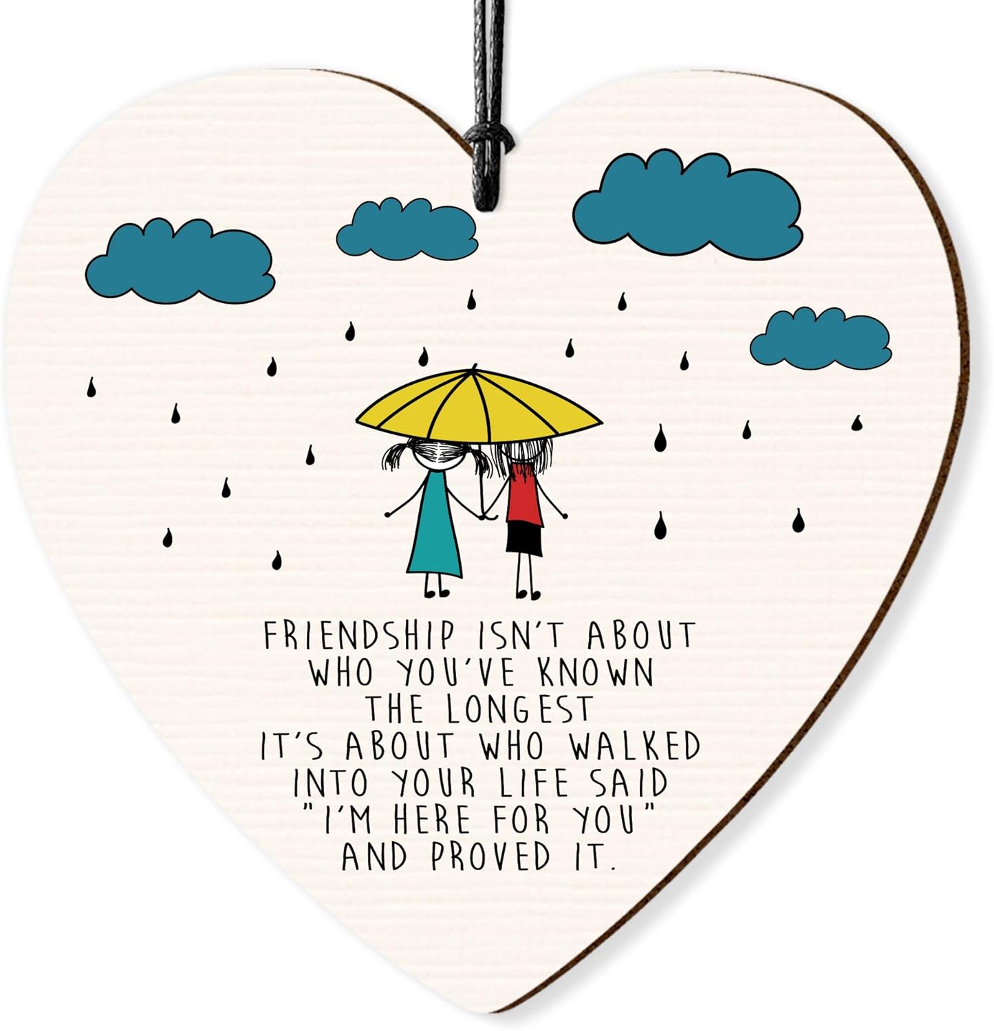 Dorothy Spring Friendship Isn't About Who You've Known The Longest I'm Here For You Hanging Wooden Heart Sign Wall Sign Love Plaque Gift for Friends Inspirational Keepsake Quote