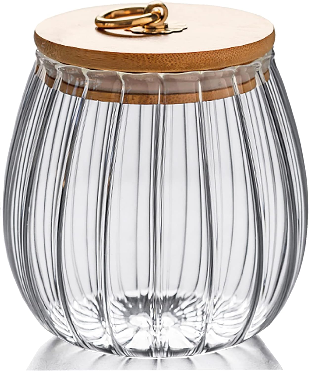 FANTESTICRYAN Glass Coffee Tea Canister Airtight Sotrage Jar Petal Decorative Container with Bamboo Lid Metal Handle Easy to Grasp 700ml (23oz)
