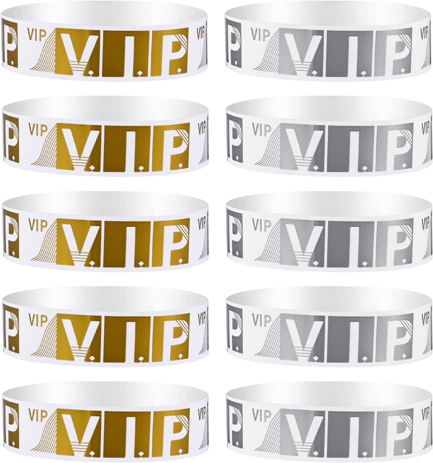 Sibba 200 Count Wrist Bands Wristband Badges Waterproof Paper Bracelets Coloreds Admission Festivals Party Events Arm Hand Labels Holder Indexes Stamps Strap Office School Supplies(Golden/Silver)