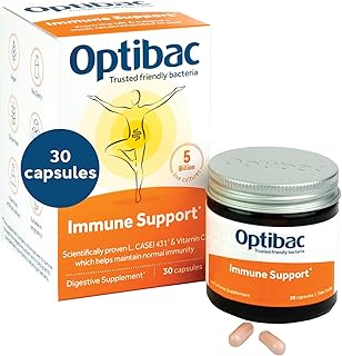 Optibac Probiotics Immune Support - Vegan Probiotic Supplement with Vitamin C to Maintain Immunity and 5 Billion Bacterial Cultures - 30 Capsules