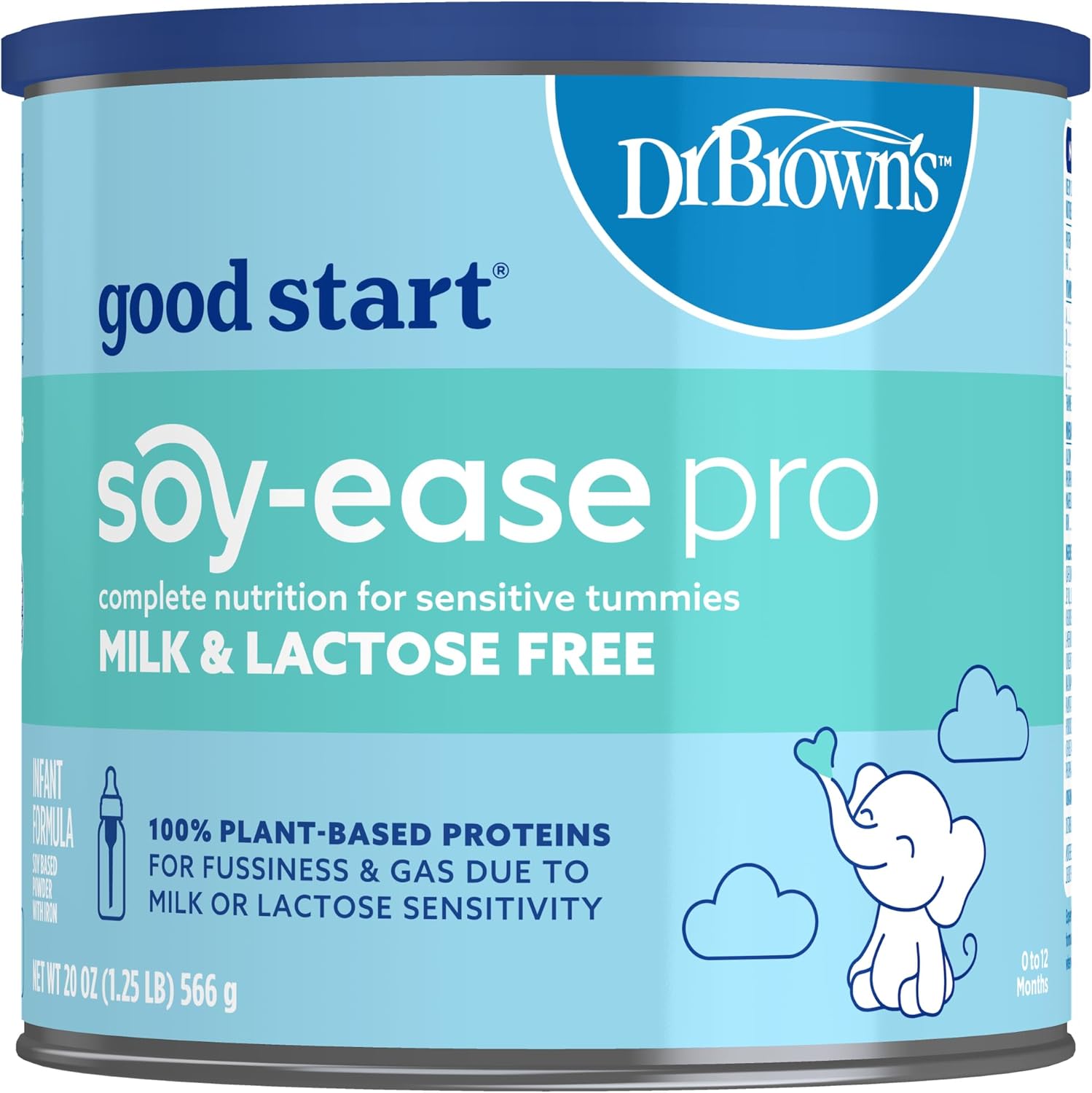 Good Start | Dr. Brown's Soy-ease Pro Baby Formula Powder, for Sensitive Tummies, Dairy Free and Lactose Free for Fussiness and Gas, Non-GMO, 20 Oz