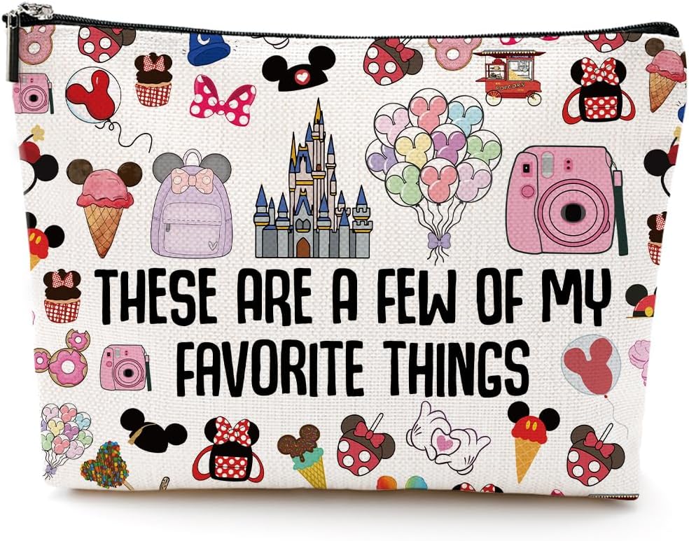 Vacation Trip Gift Fairytale Fans Makeup Bag Mouse Family Trip Snacks Cosmetic Bag Fairy Tales Gifts Cartoon Character Lover Gift Mouse Ice Cream Travel Toiletry Makeup Organizer Zipper Pouch