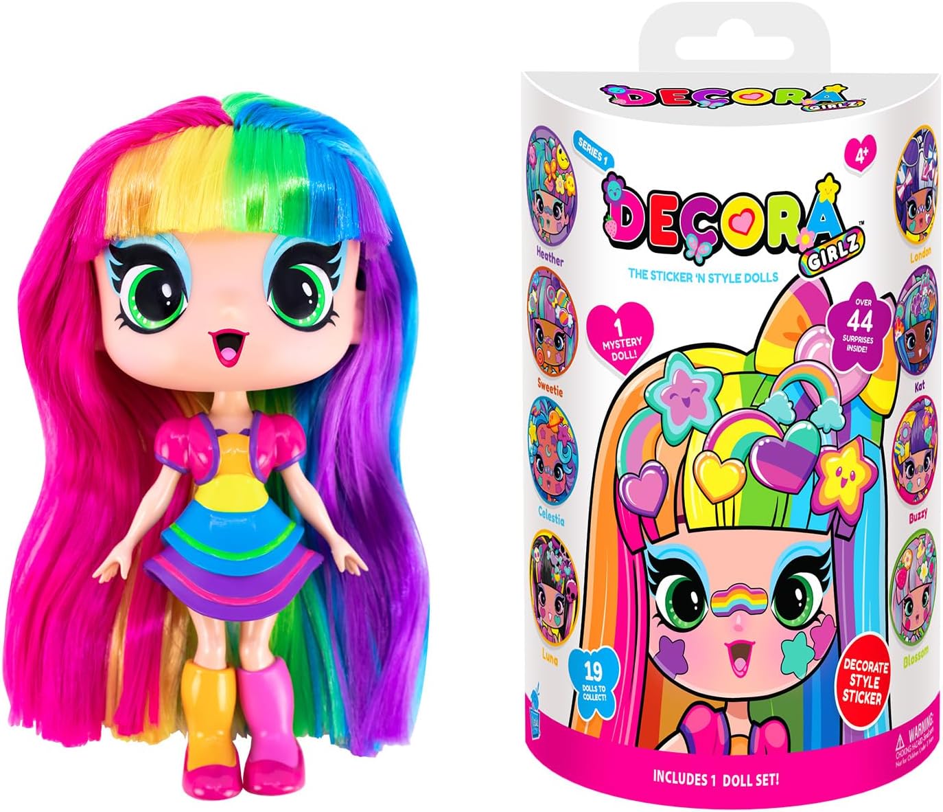 Decora Girlz 5" Mystery Collectible Dolls, 8 Surprises to UNbox, Fun Fashions & Stickers, 9 to Collect, who Will You get?