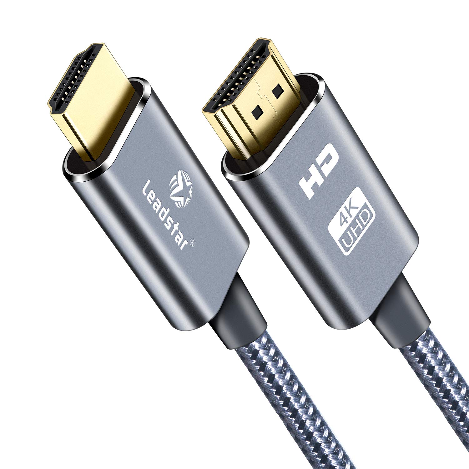 HDMI Cable 4K 15 ft, High Speed HDMI 2.0 Cord Braided | 4K @ 60Hz, Ultra HD, 4K 2160p 1080p, ARC, 3D, HDCP 2.2 | Compatible with Xbox / PS4 / PS5 / Fire TV/Laptop/Monitor - Grey