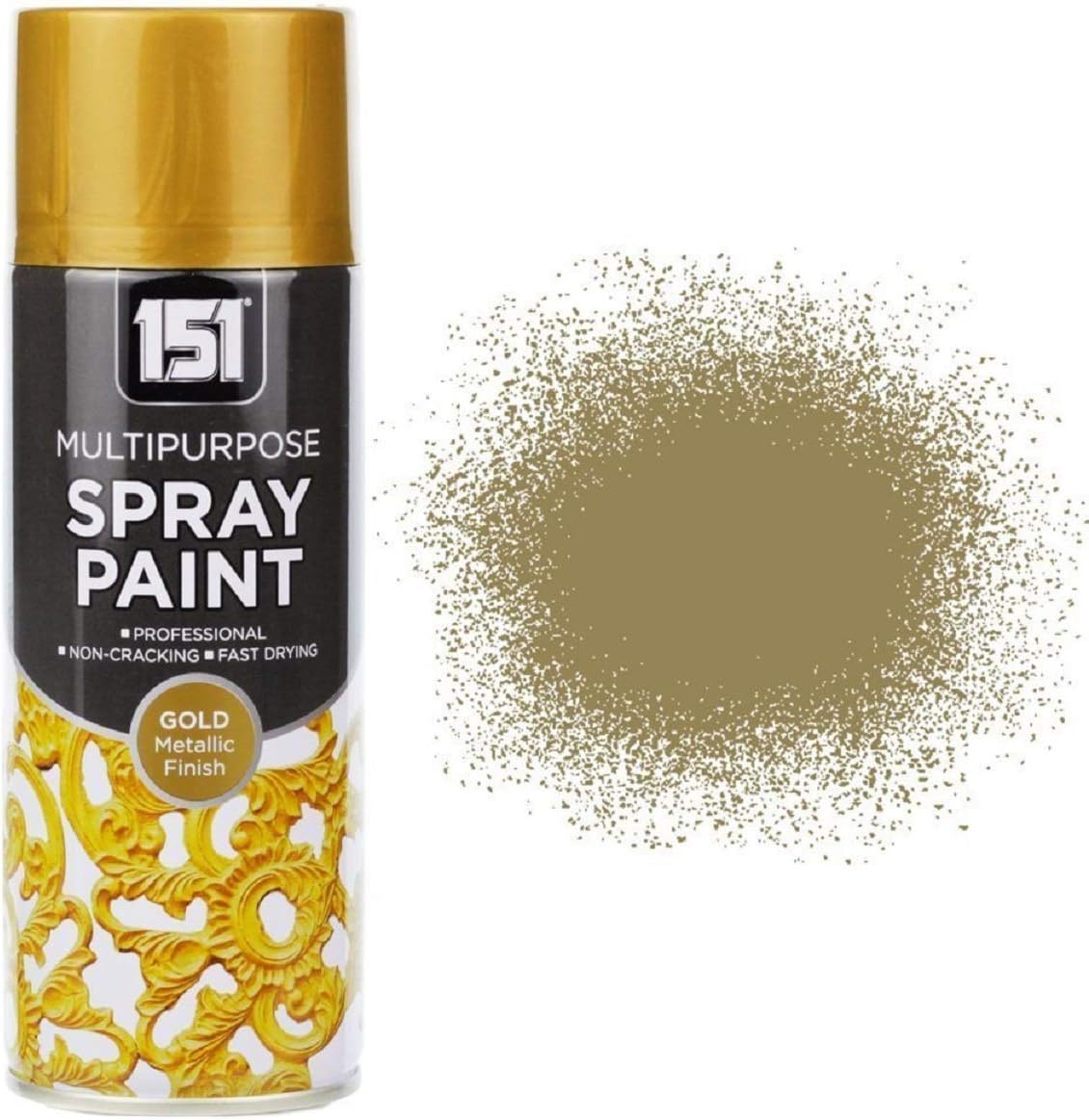 400ml Professional Quality Fantastic Finish All-Purpose Interior Exterior Household Spray Paint for Wood Metal Plastic Ceramics & More (Metallic Gold)