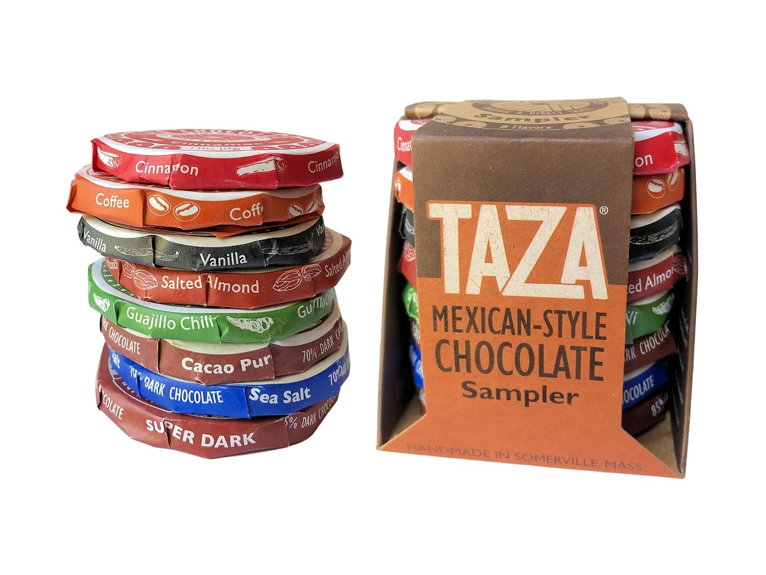 Taza Chocolate Organic Mexicano Disc Stone Ground, Variety Pack, 1.35 Ounce (8 Count), Vegan