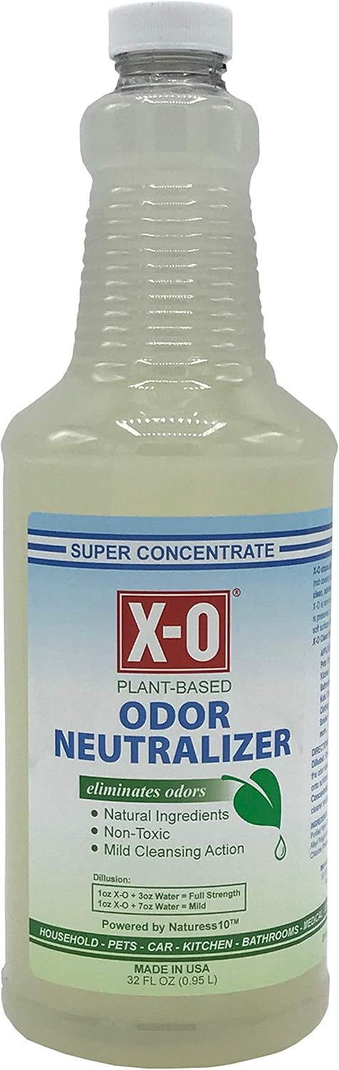 X-O Odor Neutralizer Cleaner SUPER CONCENTRATE - Natural, Plant-Based Odor Eliminator Deodorizer, 32 Ounce