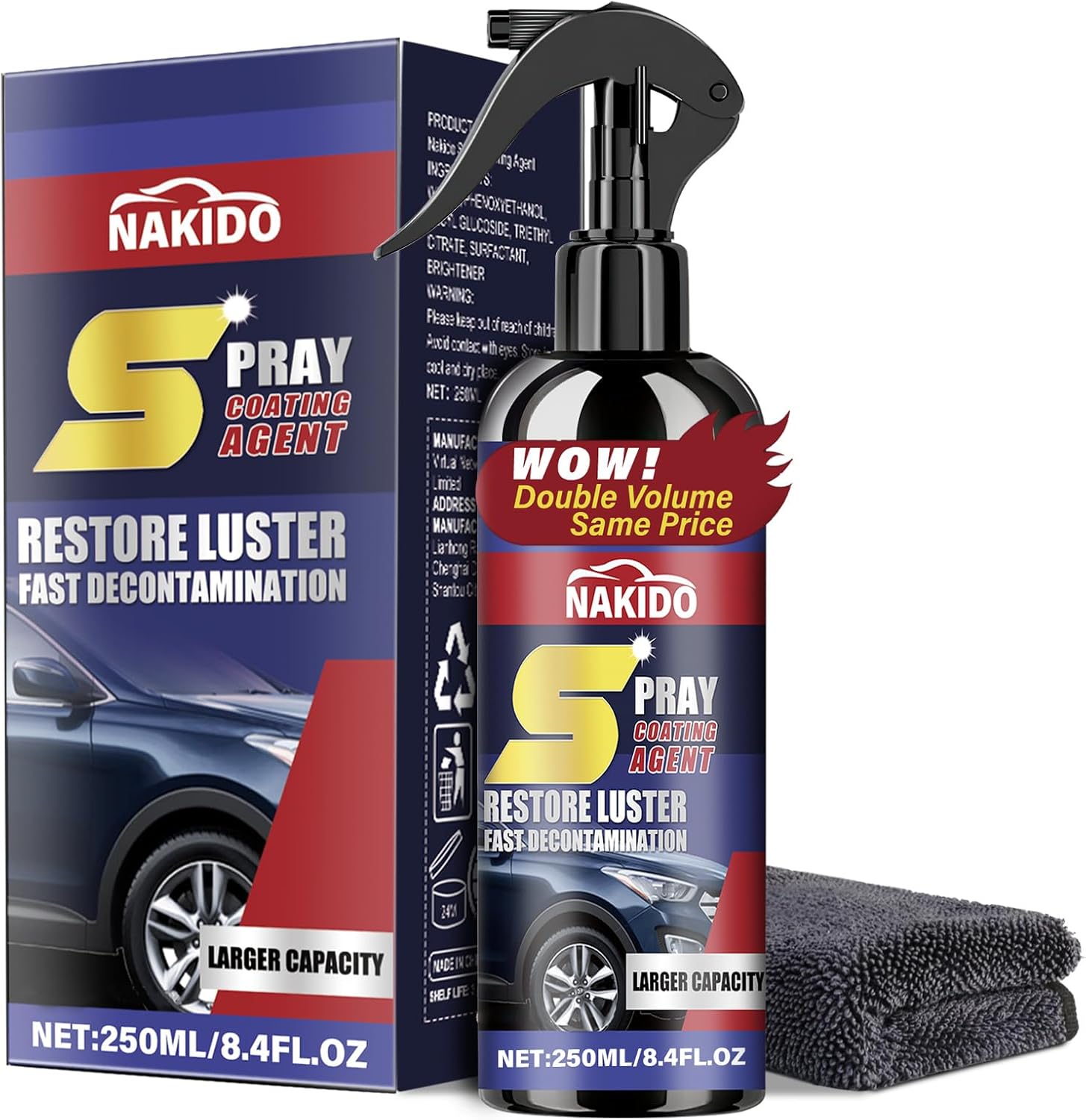 Rayhong Spray Coating Agent Multi-Functional Coating Renewal Agent, 3 in 1 Ceramic Car Coating Spray, High Protection Quick Car Coating Fast-Acting, Nanotechnology Plastic Parts Refurbish Agent