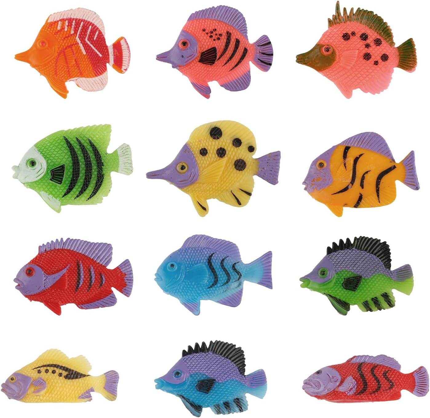 Thyonta 12 Pcs Mini Tropical Fish Toys - Eco-Friendly Material Vibrant Color Flexible Fish Toys Multi-purpose for Bath Toys Engaging Learning Aids Charming Decorations