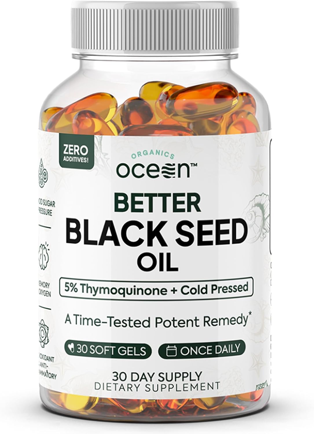 Organics Ocean Better Black Seed Oil, Cold Pressed, 30 Softgels