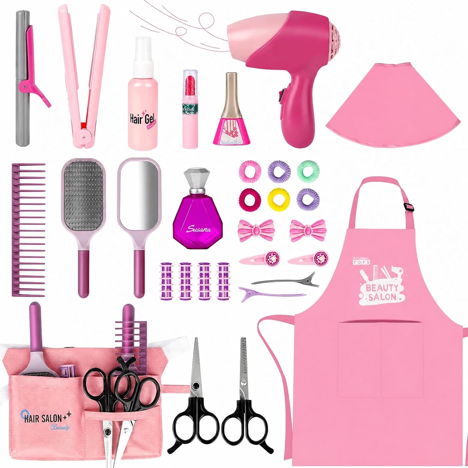 deAO Girls Beauty Salon Playset, Hairdressing Set with Styling Accessories