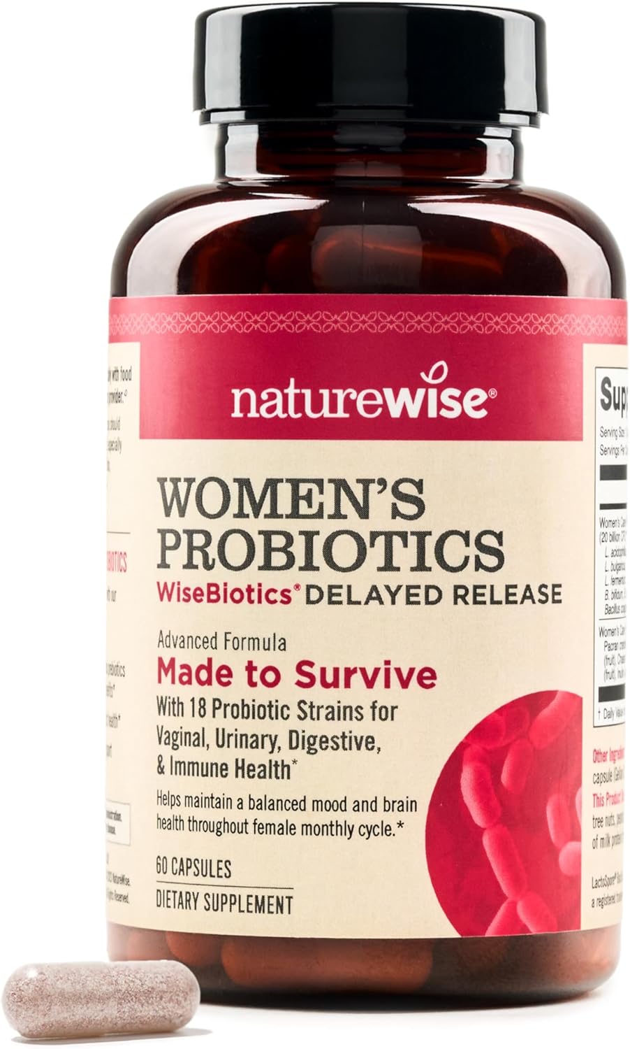 NatureWise Probiotics for Women - With Prebiotics and Cranberry - Vaginal, PH Balance, Digestive, Urinary Tract Support - 18 Unique Strains, 20 Billion CFU - 60 Capsules[2-Month Supply]