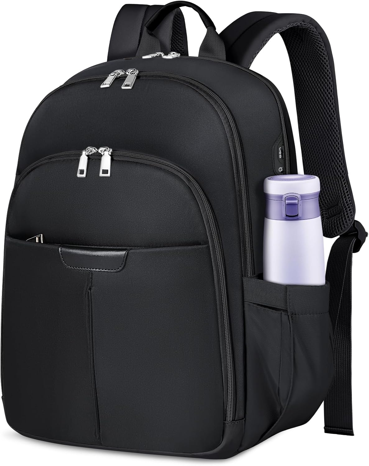 NEWHEY Laptop Backpack Women 15.6 Inch Ladies Rucksack Bag for Women with USB Port, Lightweight School Business Backpack Water Resistant Computer College Travel Backpacks Black