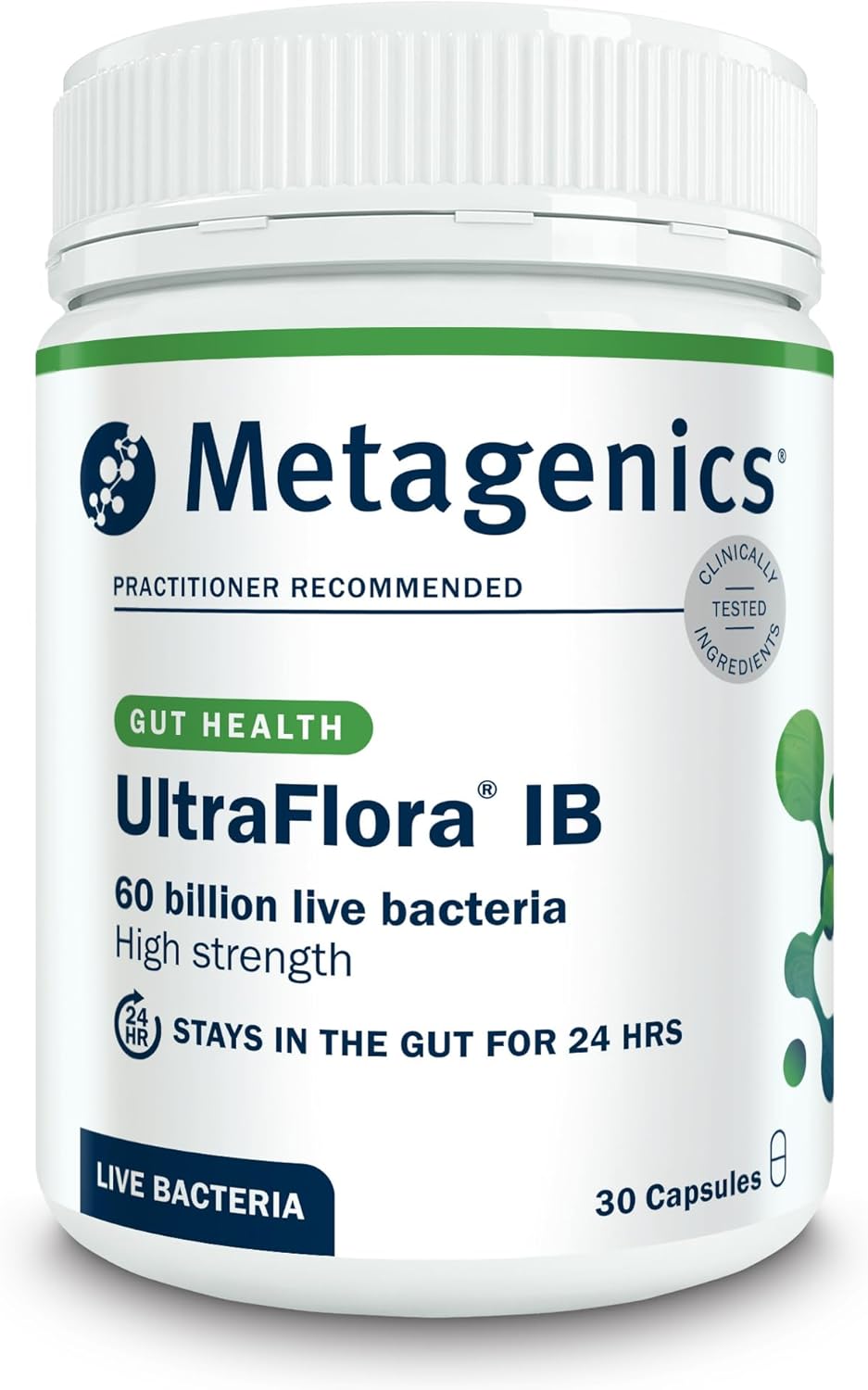 Metagenics UltraFlora IB - Daily Probiotic - 60 Billion Live Bacteria with Vitamin D - Supports Digestive and Immune Support - 30 Capsules