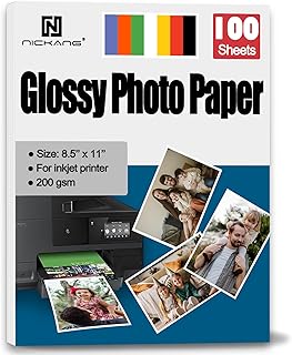 Photo Paper, Glossy Photo Paper 8.5x11, Photo Printer Paper, Picture Paper for Printer, for Inkjet Printer, Letter Size, 100 Sheets Bulk, 200 GSM