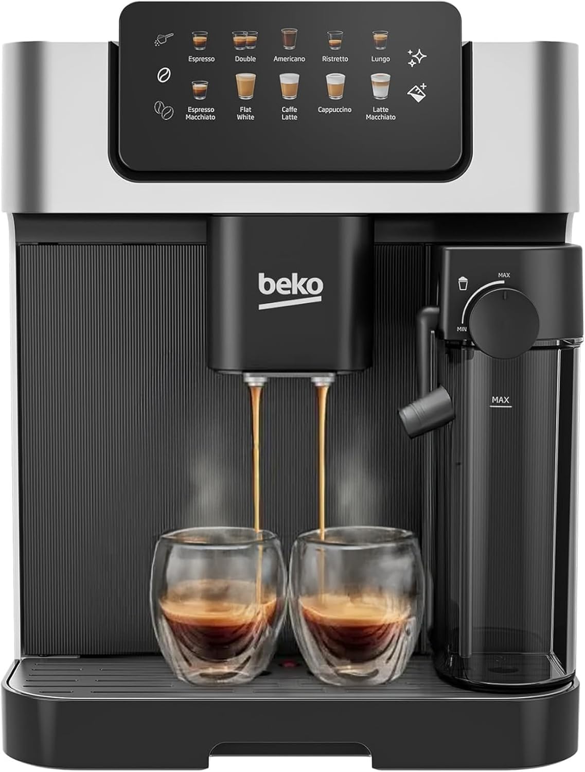 Beko Bean to Cup Coffee Espresso Machine CaffeExperto CEG7304X | Milk Jug | Colour Touch Screen Panel | 19 Bar Pressure, 2 Coffee Nozzles | Fully Automatic, Silver