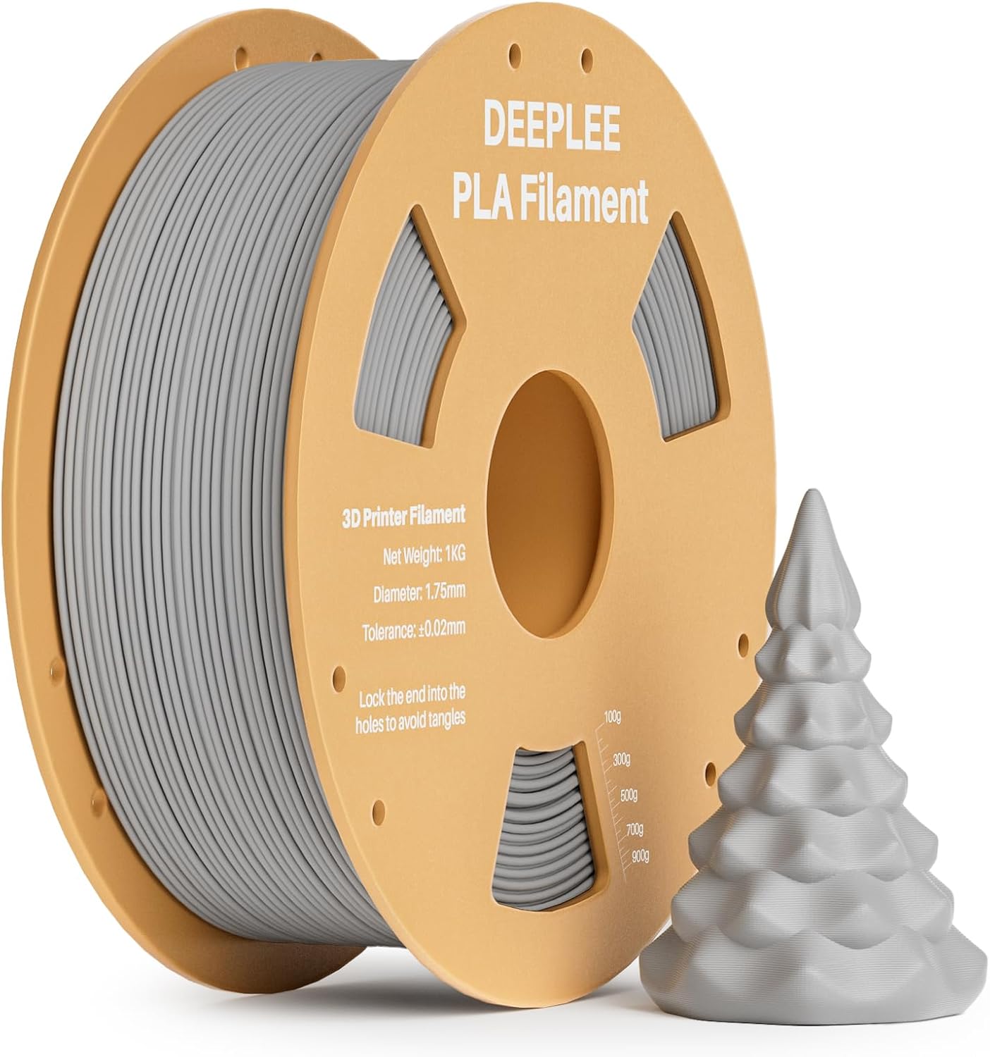 DEEPLEE PLA Filament 1.75mm for 3D Printers, Accuracy Tolerance +/- 0.02mm, Filament 3D Printing Materials Compatible with FDM Printer Gray 1kg