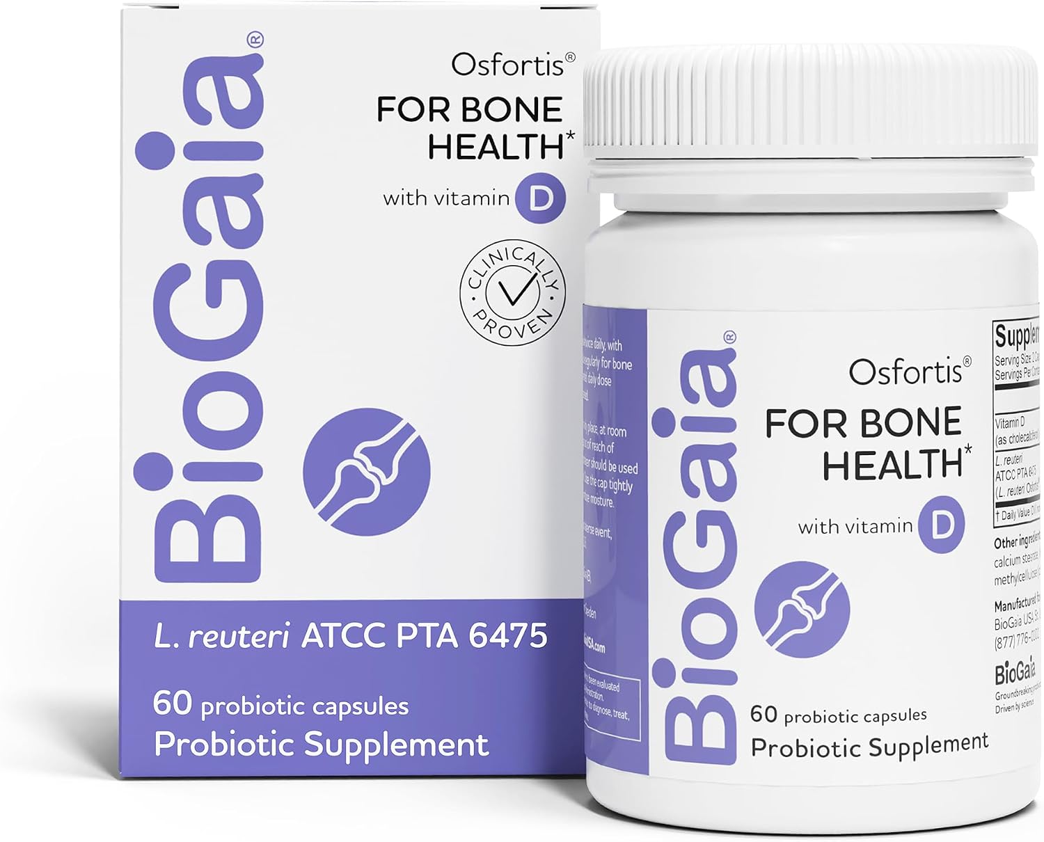BioGaia Osfortis, Women’s Probiotic for Strong Bones, Immune Balance & GI Wellness, Contains L. reuteri 6475, 60 Capsules, 1 Pack