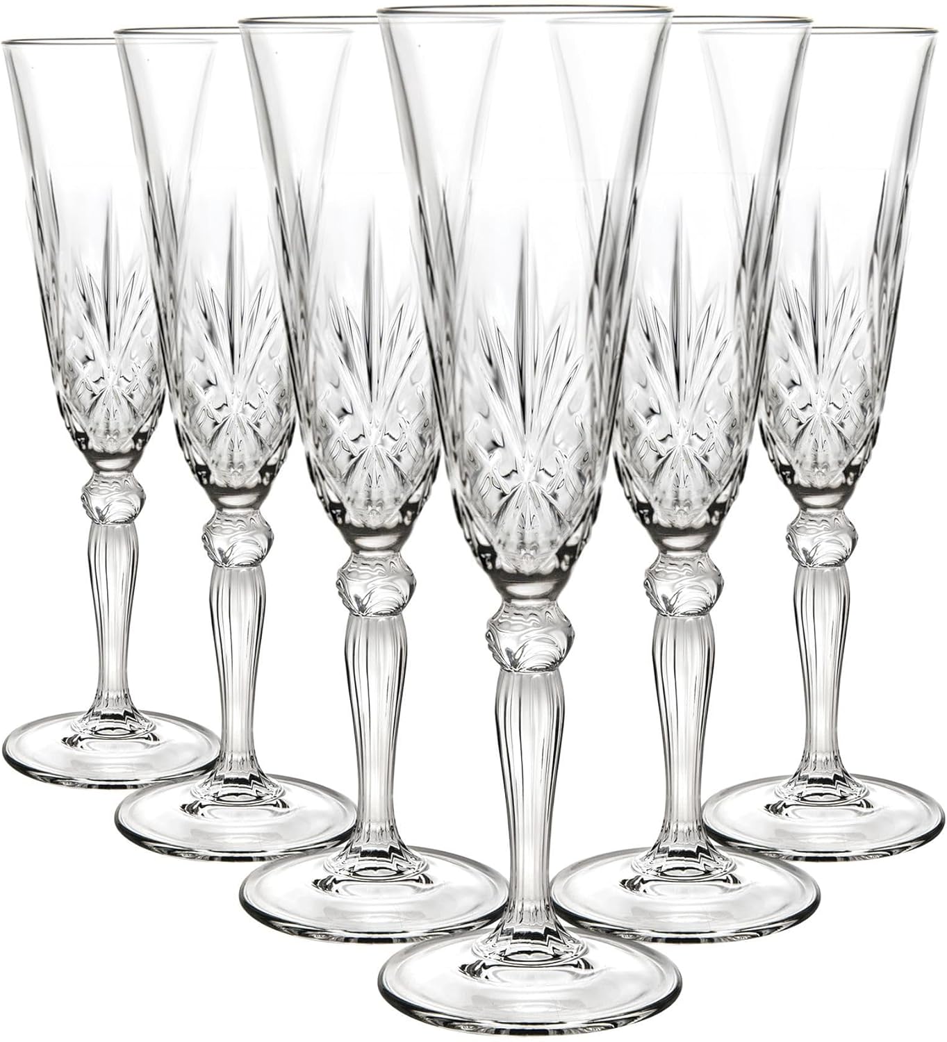 RCR 25600020006 Melodia Crystal Champagne Flutes Glasses, 160 ml, Set of 6