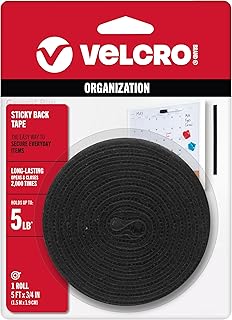 VELCRO Brand 5 Ft x 3/4 In | Black Tape Roll with Adhesive | Cut Strips to Length | Sticky Back Hook and Loop Fasteners | Perfect for Home, Office or Classroom