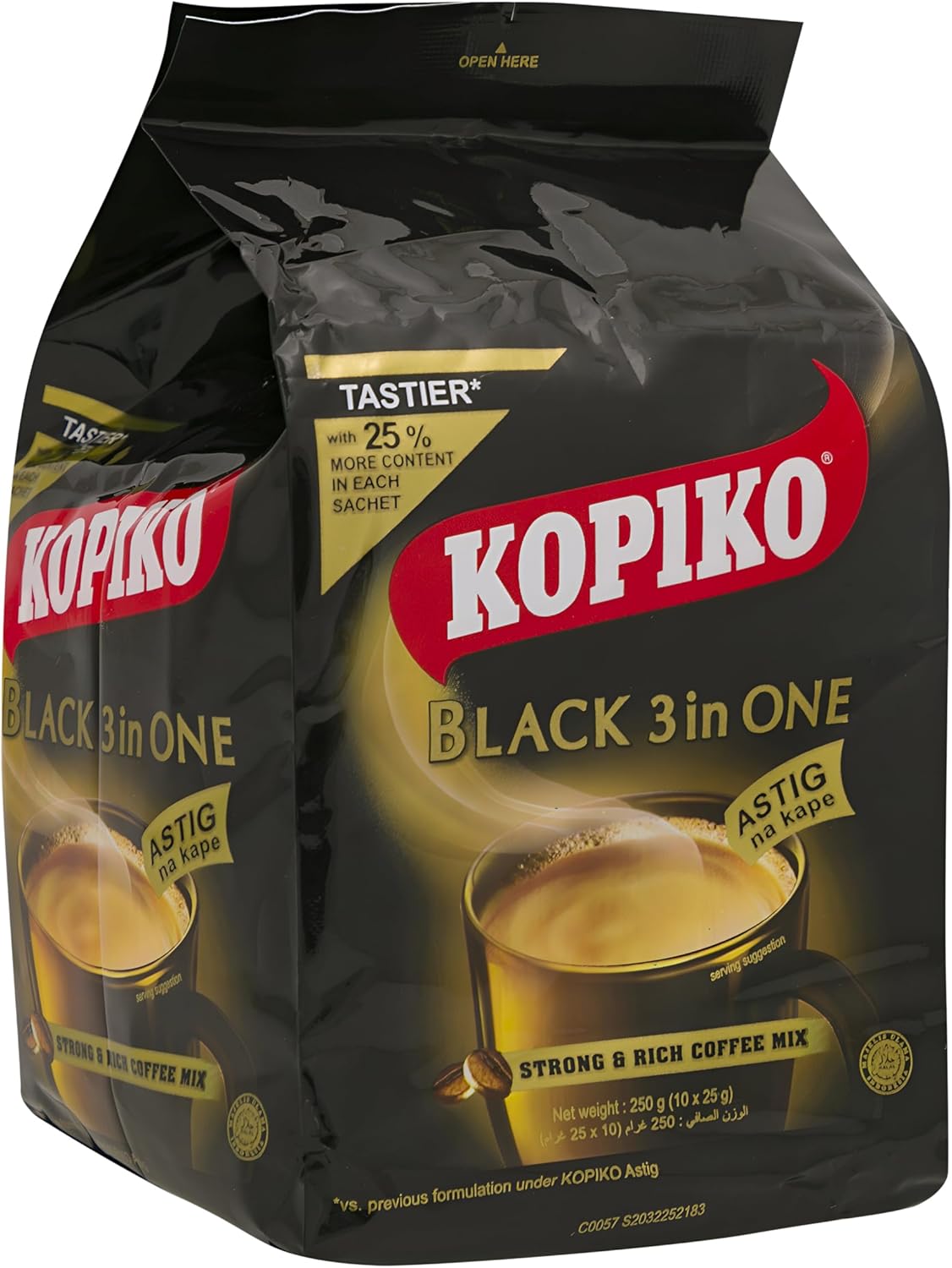 Kopiko Black 3 in ONE Strong & Rich Coffee Mix 10 Sachets (1 Pack)