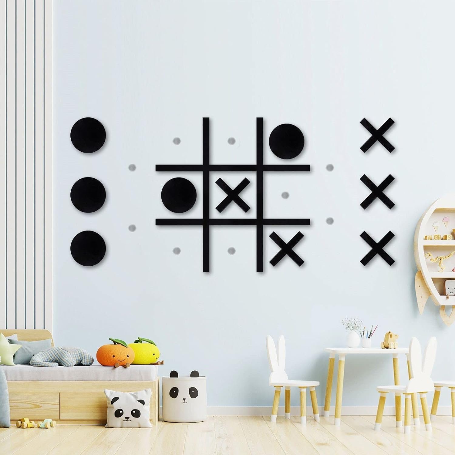 Magnetic Tic Tac Toe Wall-Mount Game,Game Room Decor,Hallway Decor,Playroom Decor,Modern Wall Decals for Kids Room,Classroom&Offices,Best Gift for Family, Friends (Black)