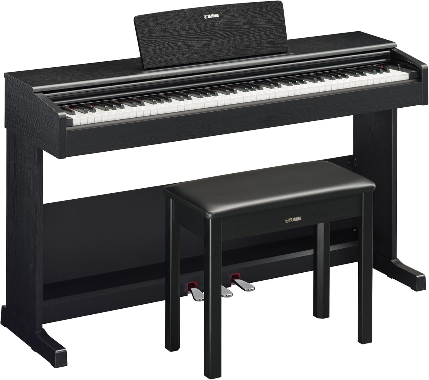 Yamaha Arius, 88-Key Weighted Action Digital Beginner and Intermediate Players, Dynamic Response, Grand Piano Sound, 3-Pedal Unit, Upright Design, Bench Included, Black, (YDP105B)