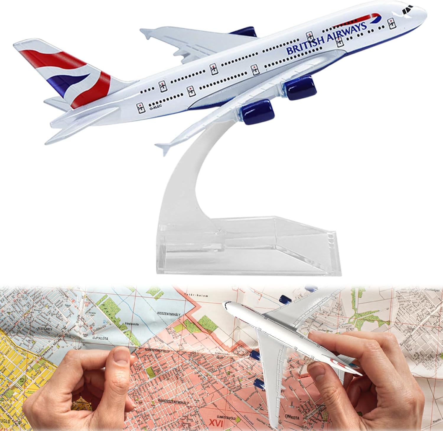 Dongnesi Airbus A380 Model,A380 Model Plane Model 1/400,British Airways Model Plane for Aviation Enthusiast Gift or Display Decorations(14cm,5.5 inches Long)