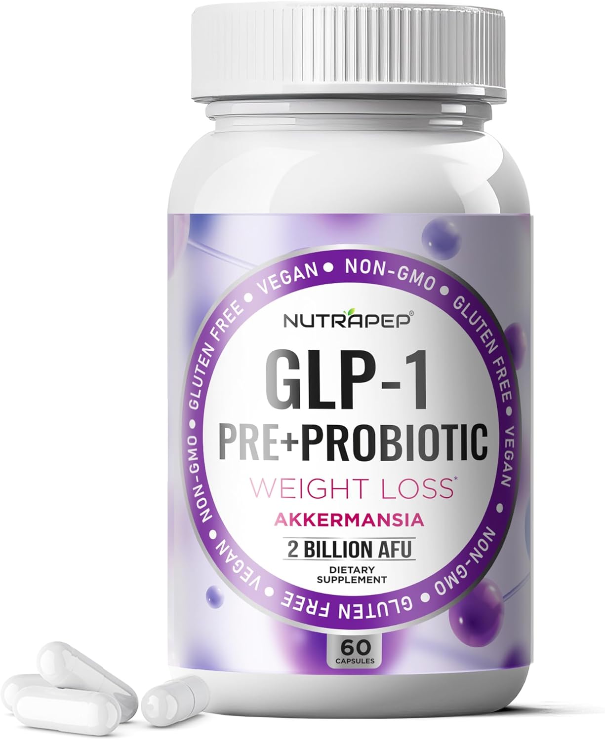 GLP-1 Weight Loss Support Probiotic Prebiotics Capsule Supplement - GLP 1 Booster Blend with Akkermansia XOS Clostridium Bifidobacterium - GLP1 Gut Abdominal Digestive Support for Men Women