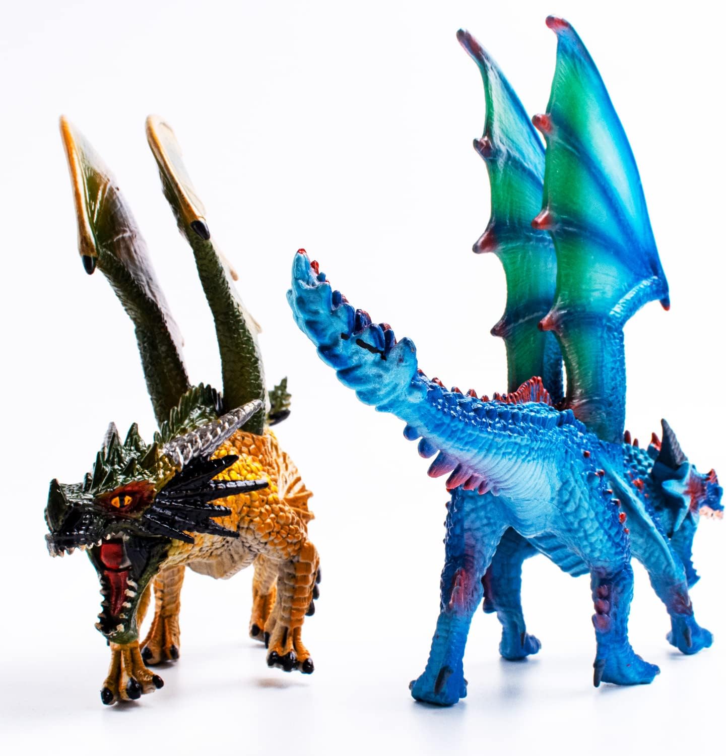 Bbiamsleep 2 Pieces Realistic Flying Dragon Figure Green Blue Flying Dragon Figurines Gifts Ancient Fantastic Creatures