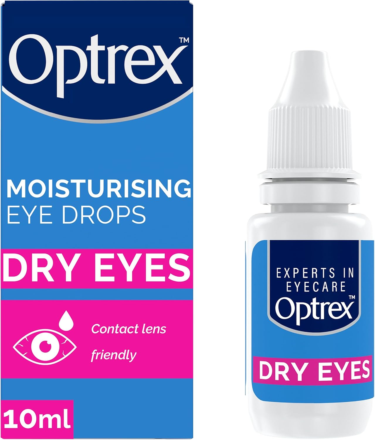 Optrex 10 ml Moisturising Eye Drops: Contact Lens Safe, Relieves Irritation, Soothes Inflammation, Hydrates, Provides Comfort for Dry and Sensitive Eyes
