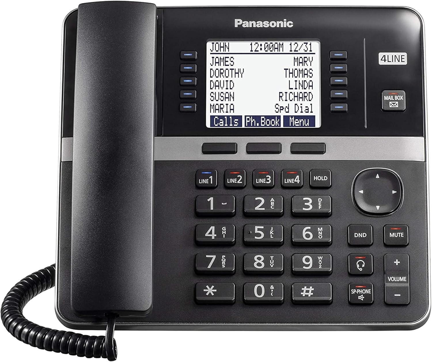 Panasonic Office Phone System, Corded Base Station with 4-Lines Expandable with Up to 10 Compatible Panasonic Business Phones Wirelessly - KX-TGW420B (Black)