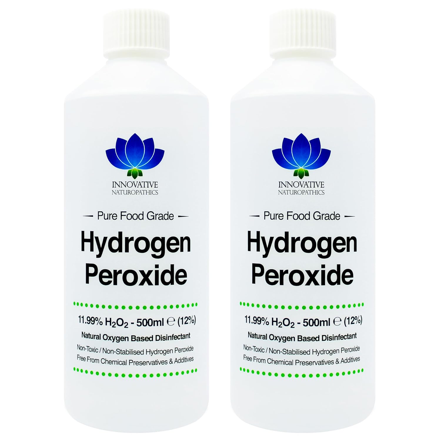 Food Grade Hydrogen Peroxide - Purest Grade 12% (<11.99%) - 1 Litre - Non Stabilised - Contains Zero Additives - 40 Vols