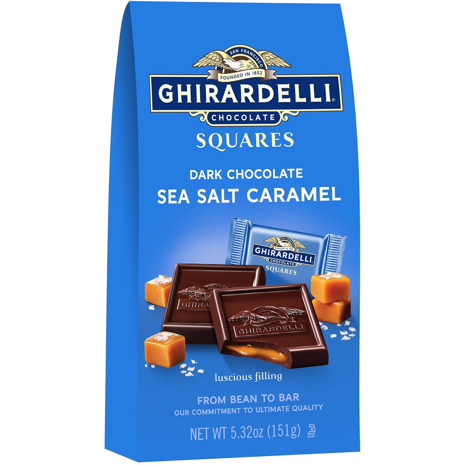 Ghirardelli Dark & Sea Salt Caramel Chocolate Squares, 5.32 oz - Pack of 2