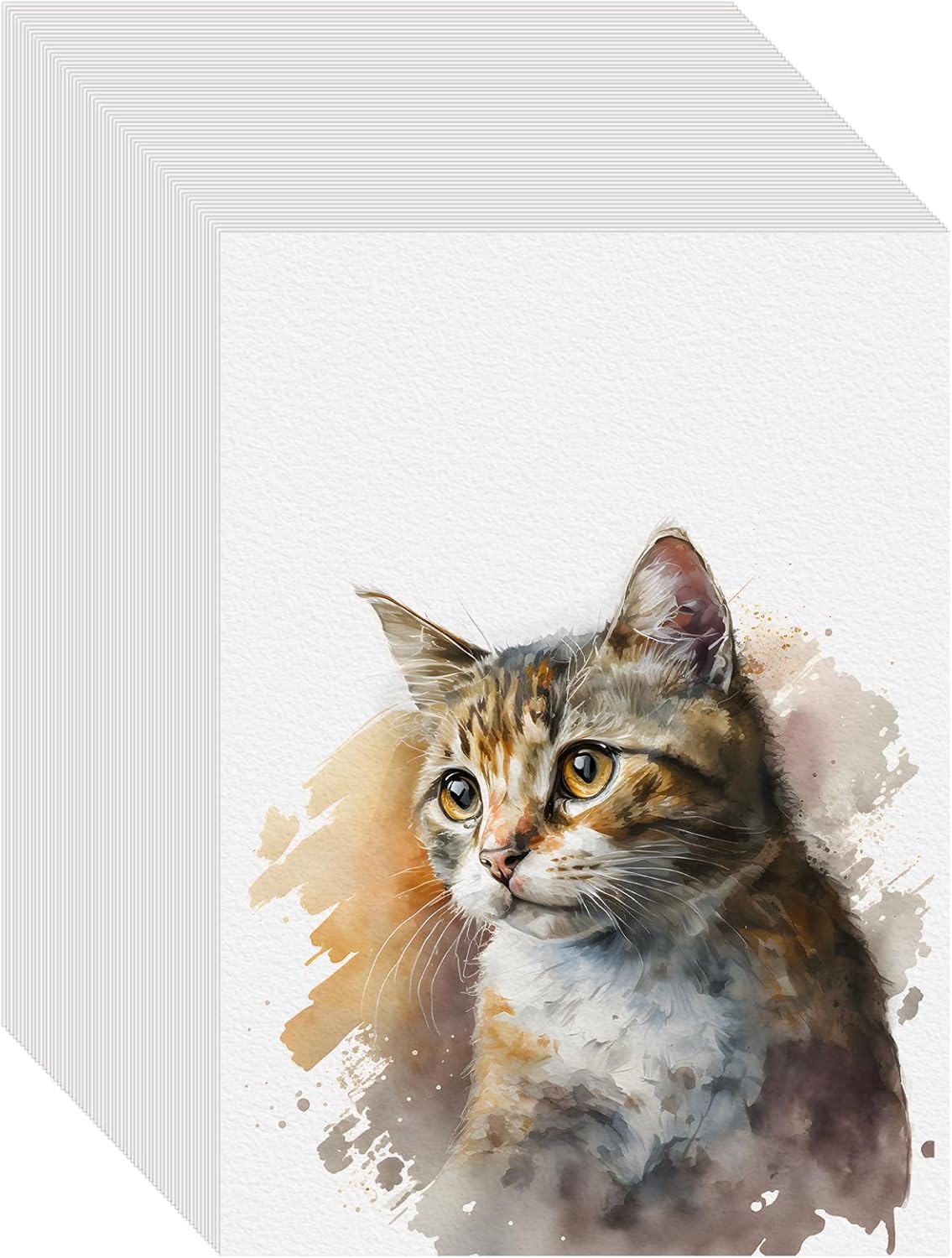 100PCS 5x7 Watercolor Paper Bulk, 140lb/300g Cold Press Thick Water Color Paper Pad for Kid Child Adult, White Art Paper for Drawing Painting Markers Gouache, Textured Cotton Paper Sheets